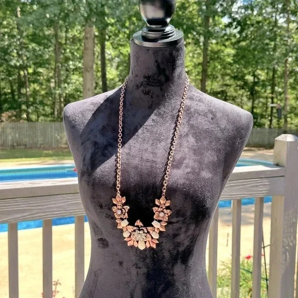 Copper Cream Long or Short Floral Statement Necklace Premier Designs Well Spent - Picture 9 of 11